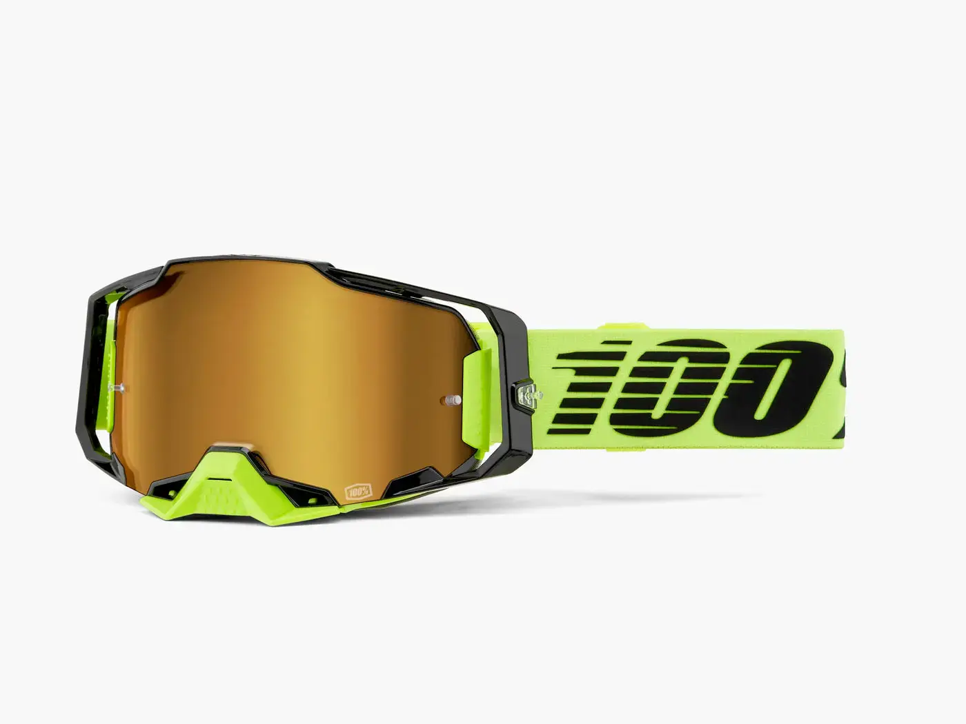 100% Armega MTB Goggle Neon Yellow Mirror Gold